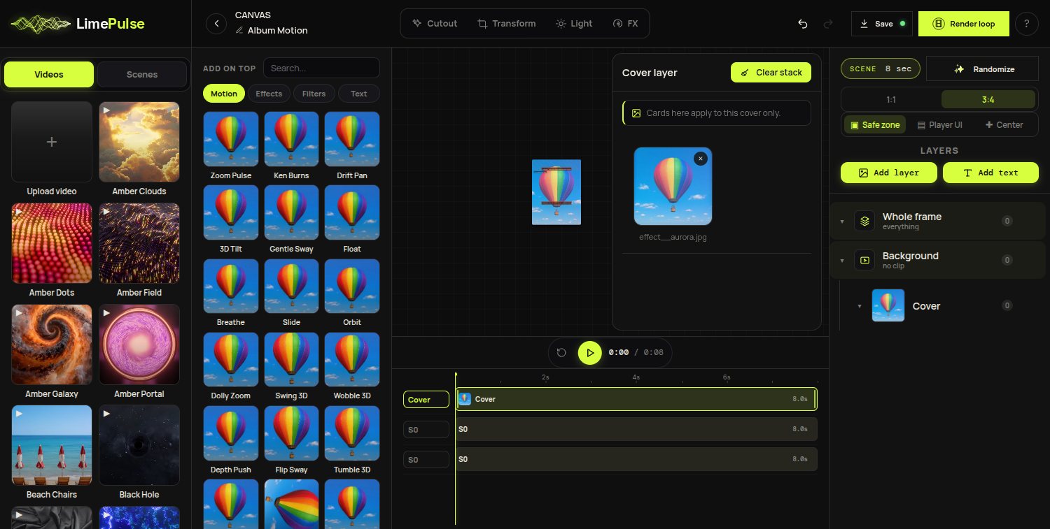 Safe zone guides for the tall Apple frame drawn directly on the editing stage