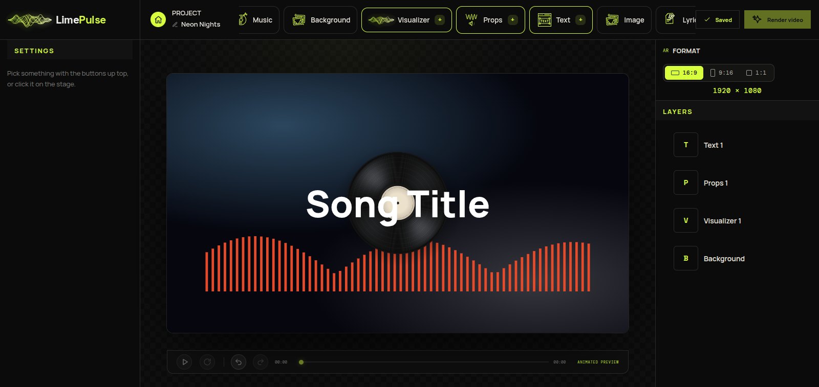 Vinyl prop, spectrum and title arranged on the Compose stage