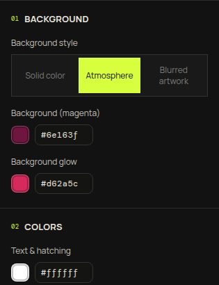 Customize panel with background styles and color pickers