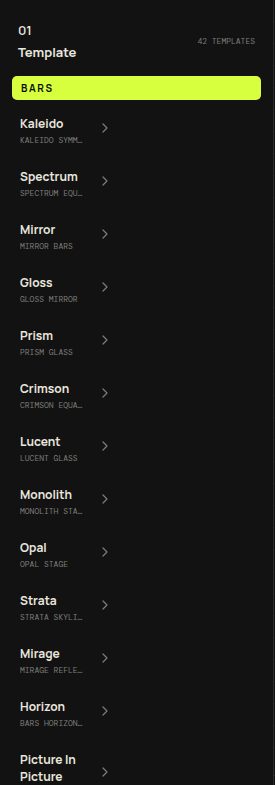 Template picker listing visualizer styles